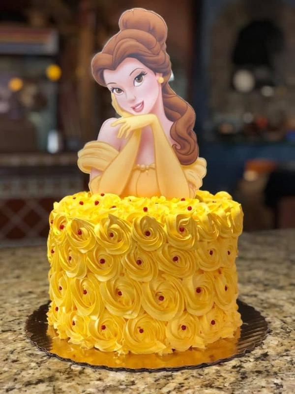 Beauty and the Beast Belle rosette cake