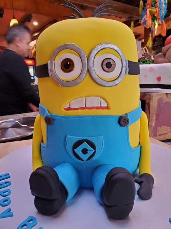 Sculpted 3D Minion birthday cake